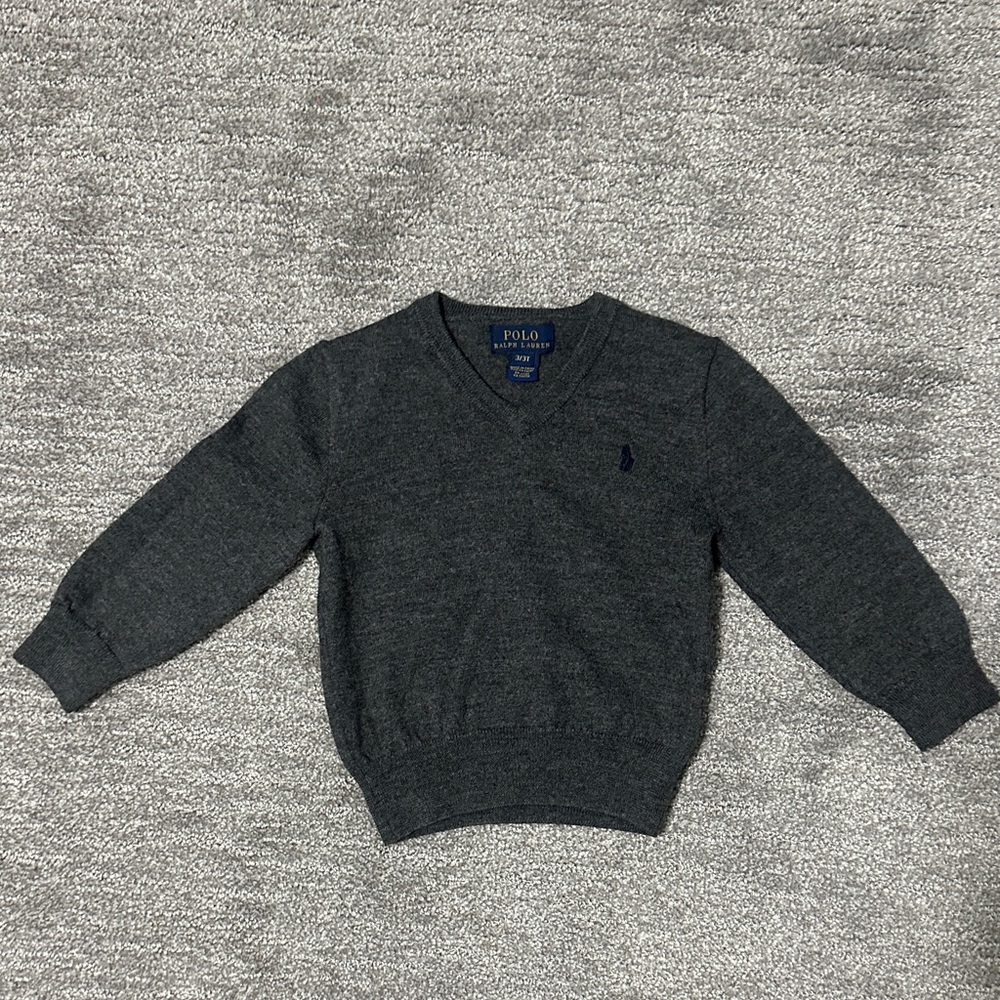 Polo by Ralph Lauren 3T Charcoal V-Neck Sweater